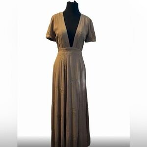 Sage & Sadie Plunging Neck Embroidered Maxi Dress.